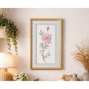 Vintage Cottage Granny Cote Girly Feminine Lace Floral Framed Wall Art 21x13"